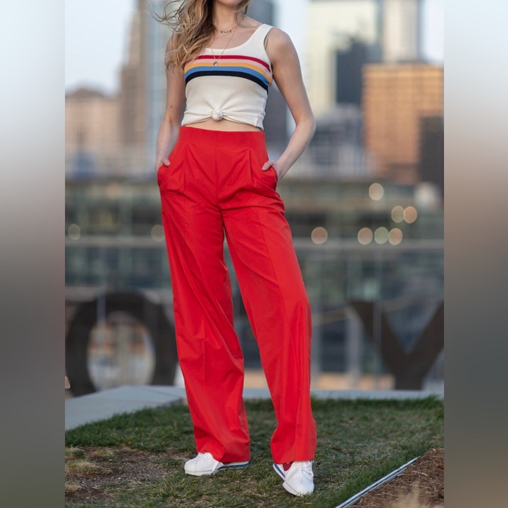 J. Crew Bright Red Wide Leg Pants